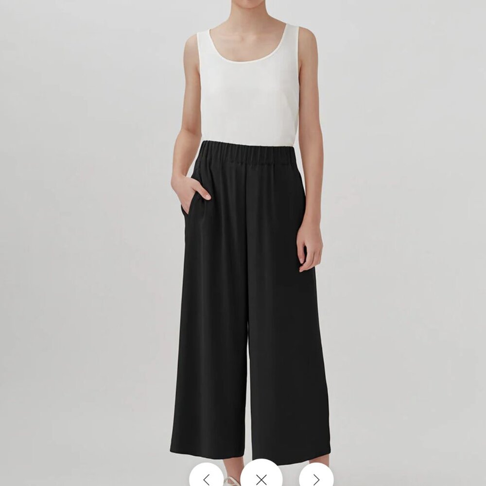 Cuyana Washable Silk Wide-Leg Cropped Pant, NWOT, size XS, black